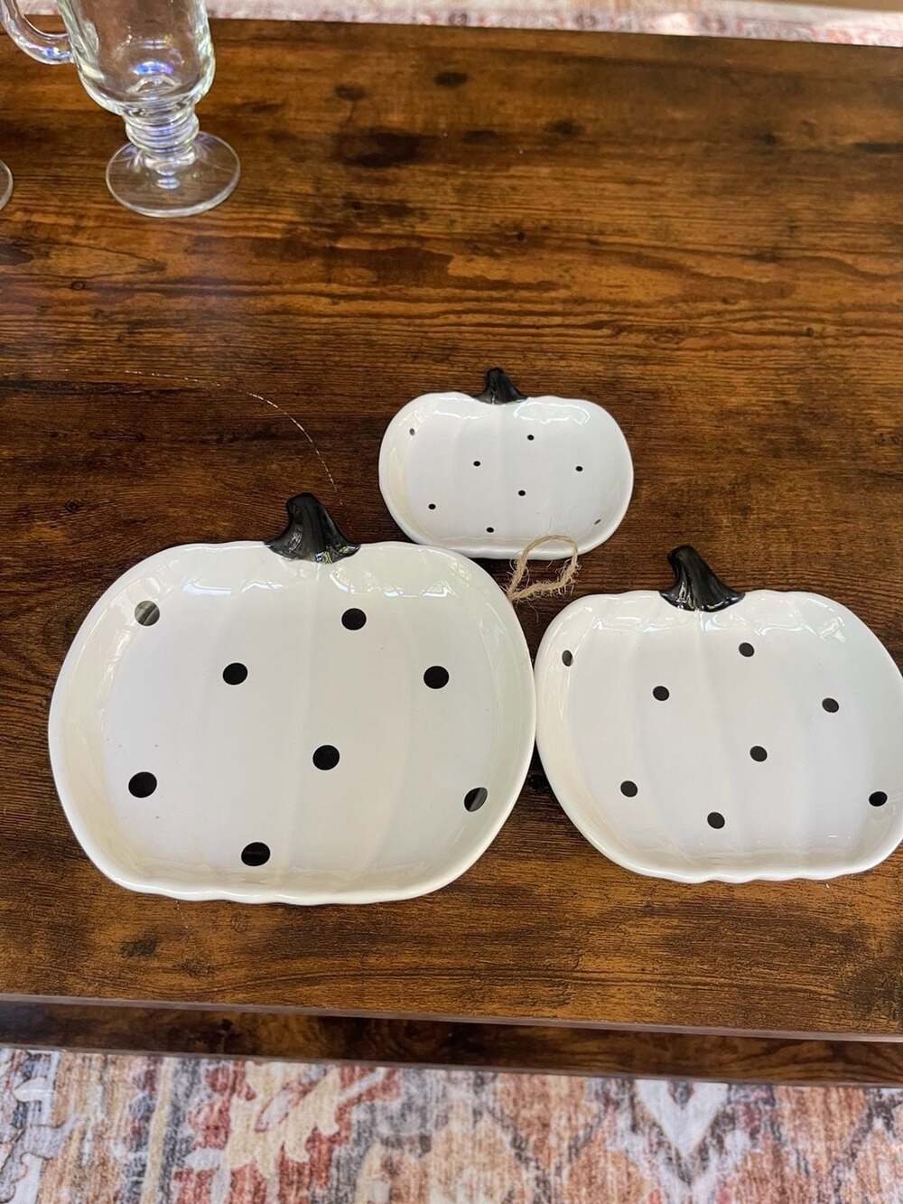Primitives by Kathy Black & White Dot Pumpkins Plate Set